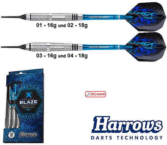 Harrows-Darts-Technology Blaze 16g Dart & Zubehör