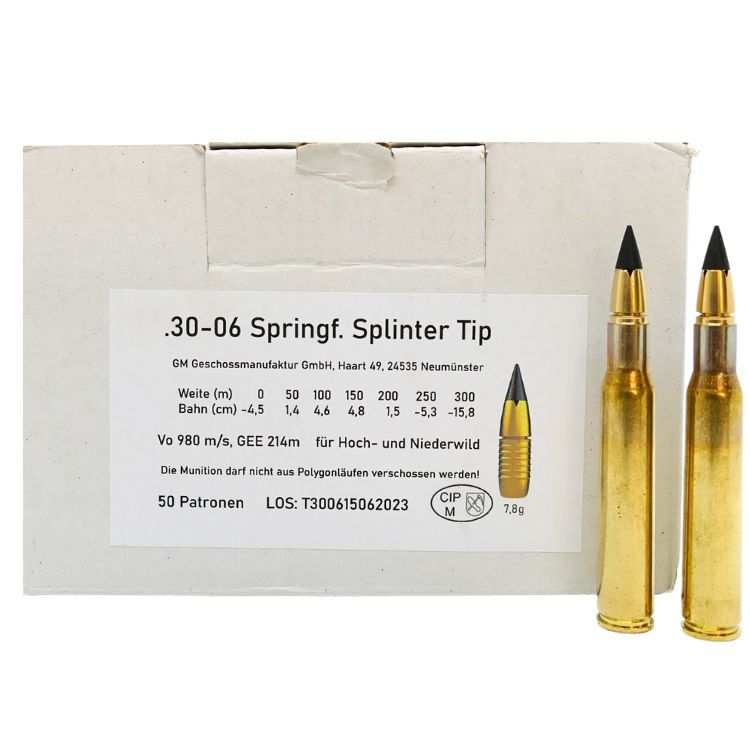 Geschoss-Manufaktur .30-06 Splinter Tip 7,8g/120grs Büchsenpatronen Bleifrei