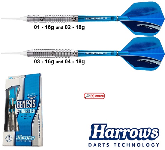 Harrows-Darts-Technology Genesis Tungsten 16g Dart & Zubehör