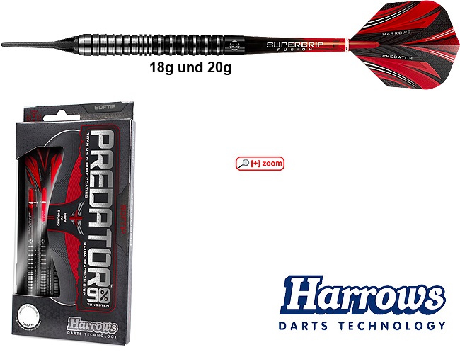 Harrows-Darts-Technology Predator 90% Soft 18g Dart & Zubehör