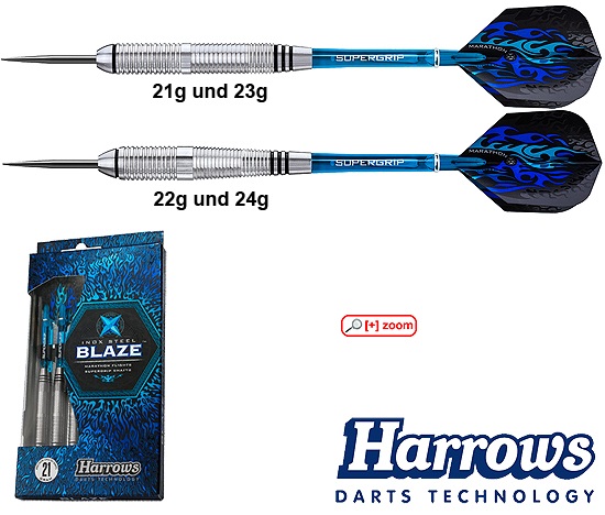 Harrows-Darts-Technology Blaze Steel 21g Dart & Zubehör