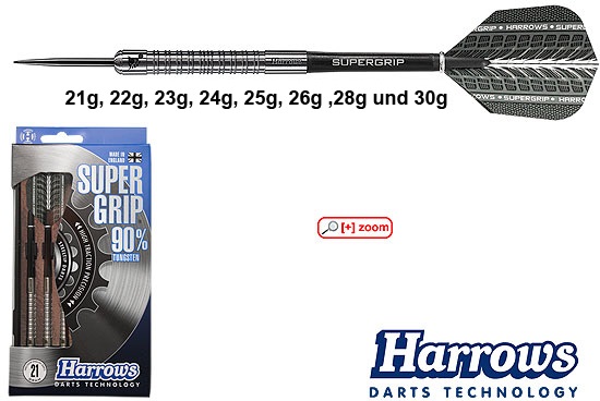 Harrows-Darts-Technology Supergrip 90% Steel 23g Dart & Zubehör