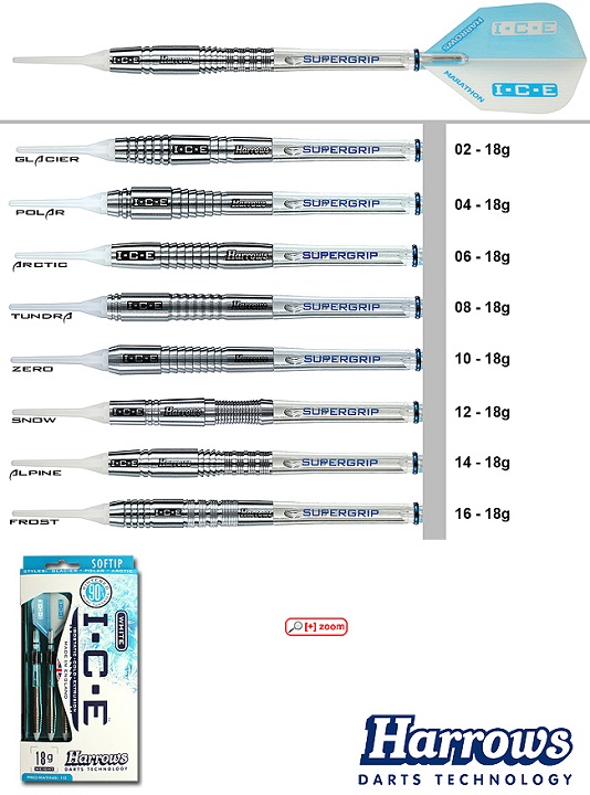 Harrows-Darts-Technology Ice 90% GArctic 18g Dart & Zubehör