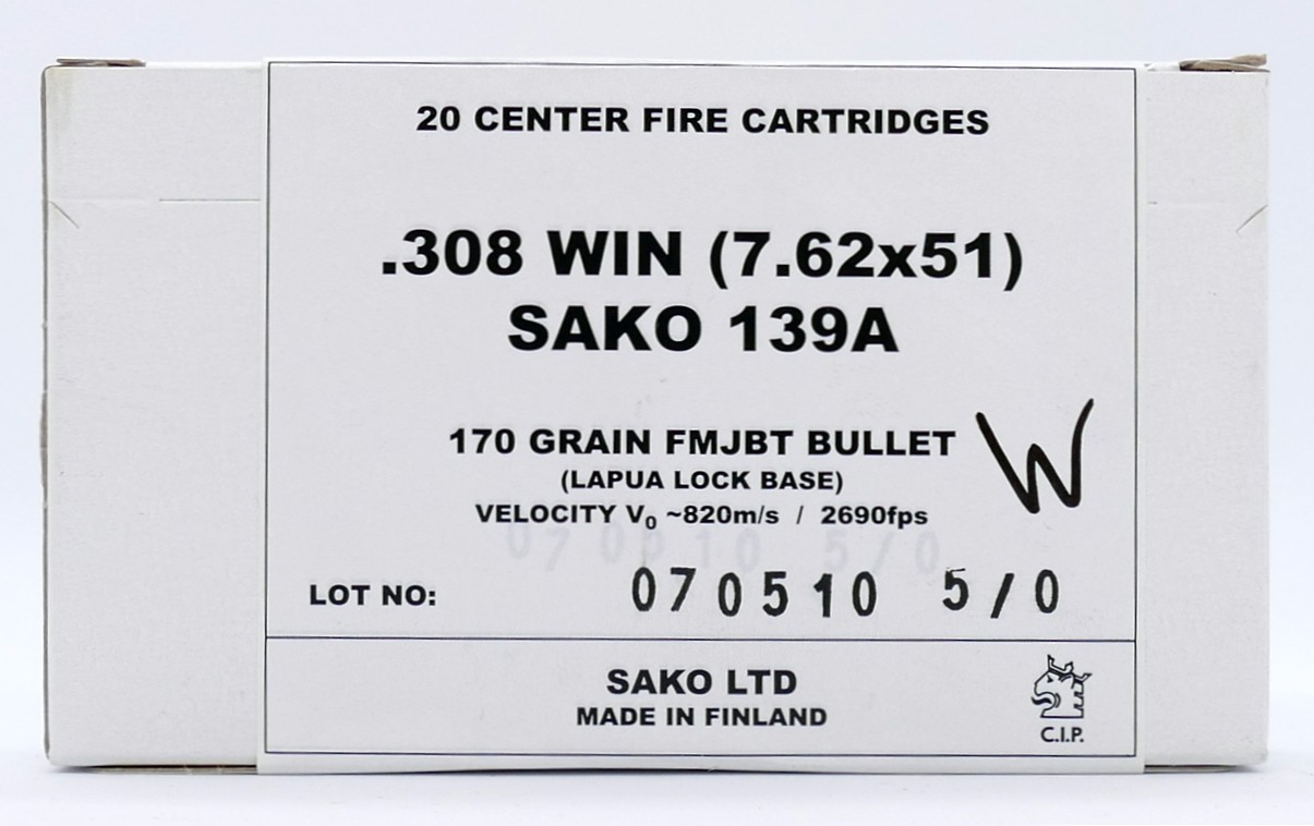 Sako .308Win Lapua Lock Base 11,0g/170grs Büchsenpatronen