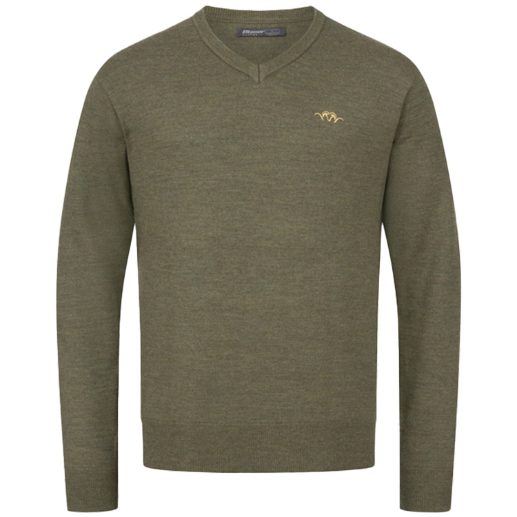 Blaser Merino V-Neck dunkeloliv Pullover & Strick Herren